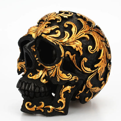 Black Skull Head Resin Craft Carving Halloween Party Skull Sculpture Ornaments Home Decoration