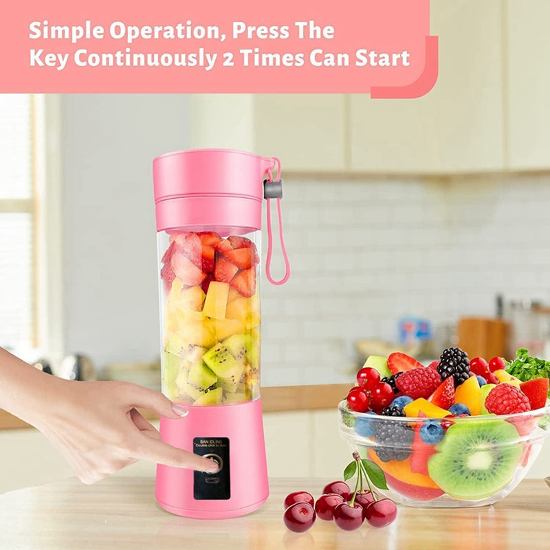 Portable USB Rechargeable Blender – 380ml Mini Smoothie & Shake Maker with 6 Blades for Travel