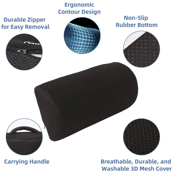 Ergonomic Under-Desk Foot Rest – Memory Foam Foot Stool for Fatigue Relief, Non-Slip Base, Washable Cover - MJ-4U