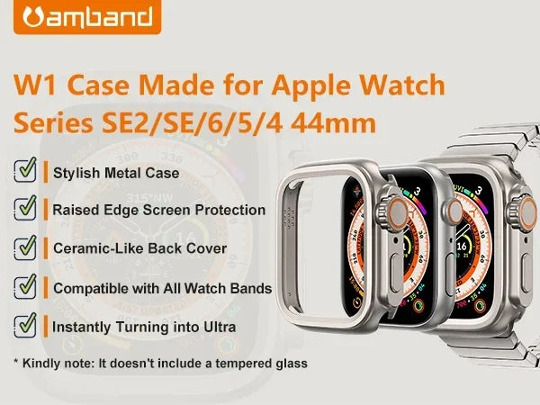 Stainless Steel Protective Case with Ceramic-Like Back Cover - Compatible with Series 9/8/7/6/SE2 (45mm/44mm)