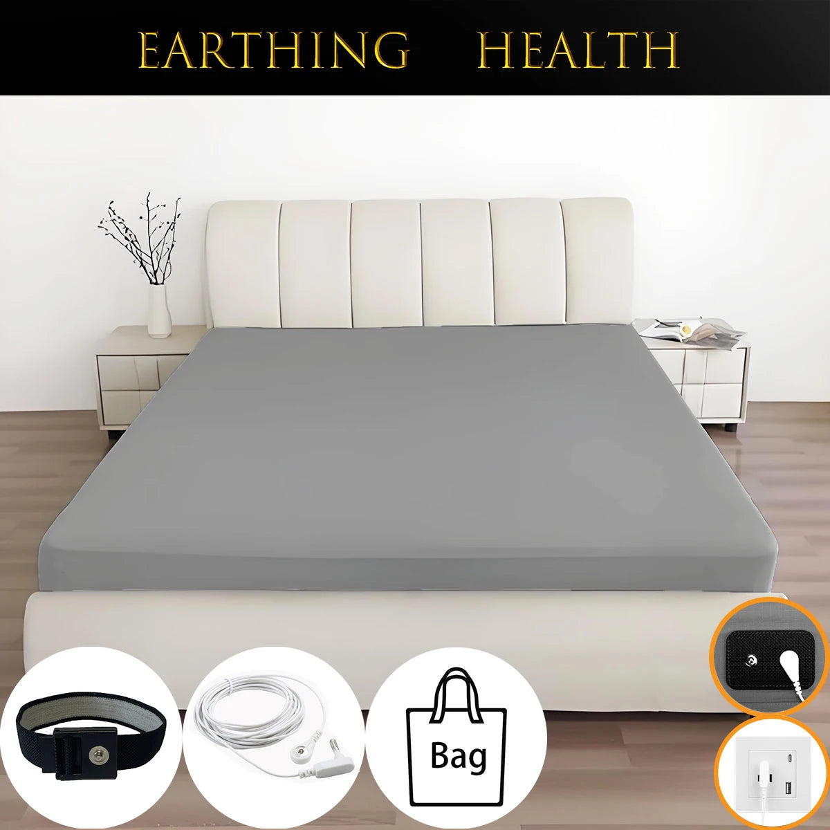 Organic Earthing King Size Fitted Bedsheet – Conductive Silver Fiber Grounding Sheet, Anti-ESD & Radiation Proof Release Electrostatic  Many Colours