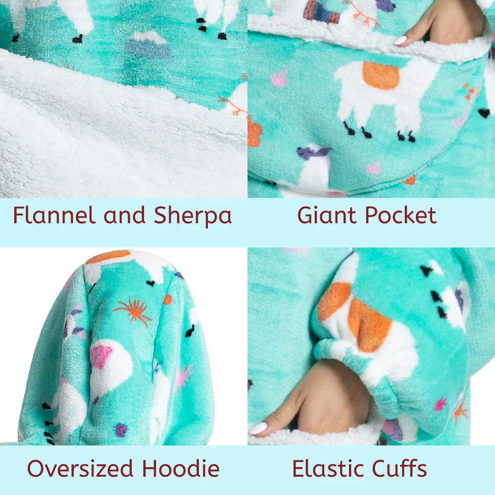 Super Warm Flannel Blanket Hoodie for  Men Women Kids - Many Designs