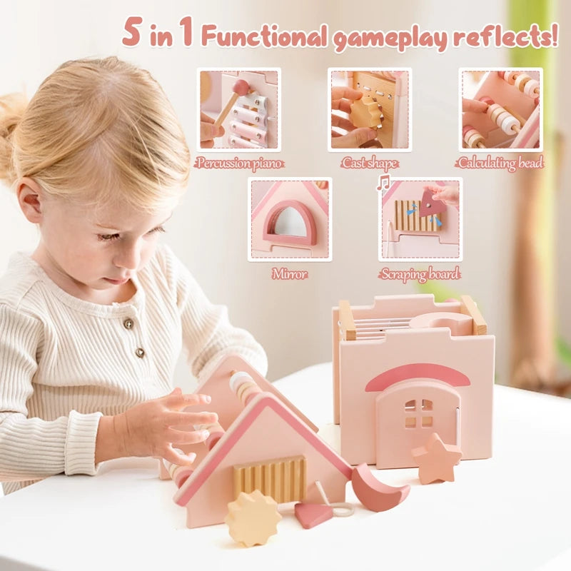 Wooden Montessorri Toys Five-in-one Multifunctional Educational Activity