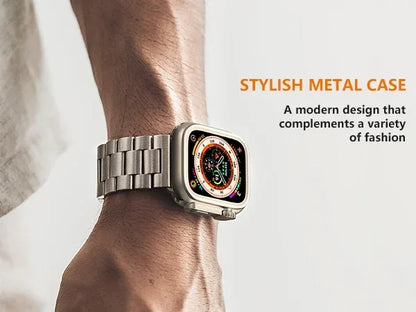 Stainless Steel Protective Case with Ceramic-Like Back Cover - Compatible with Series 9/8/7/6/SE2 (45mm/44mm)