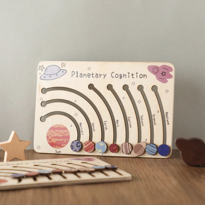 Wooden Solar System - Baby Montessori Toys Cognitive Cosmic Board Baby