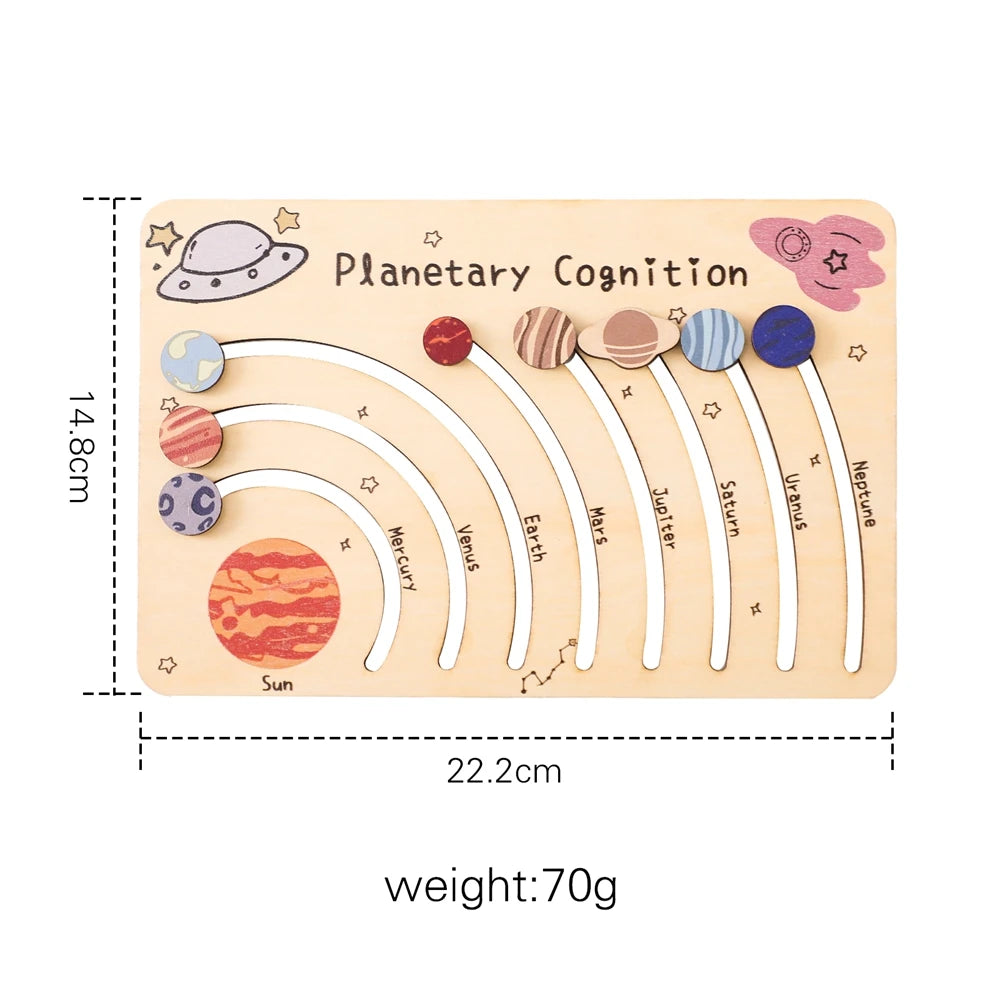 Wooden Solar System - Baby Montessori Toys Cognitive Cosmic Board Baby