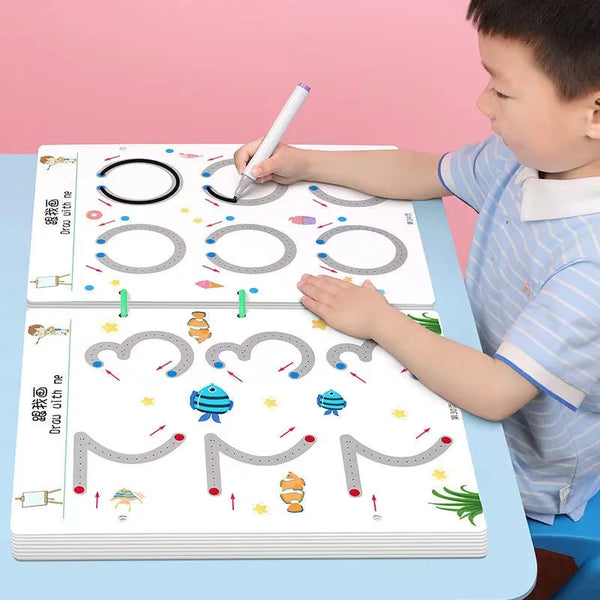 Montessori Drawing Children Toy Pen Control Training Color Shape Math Match Game Set Toddler Learning Educational Toy - MJ-4U