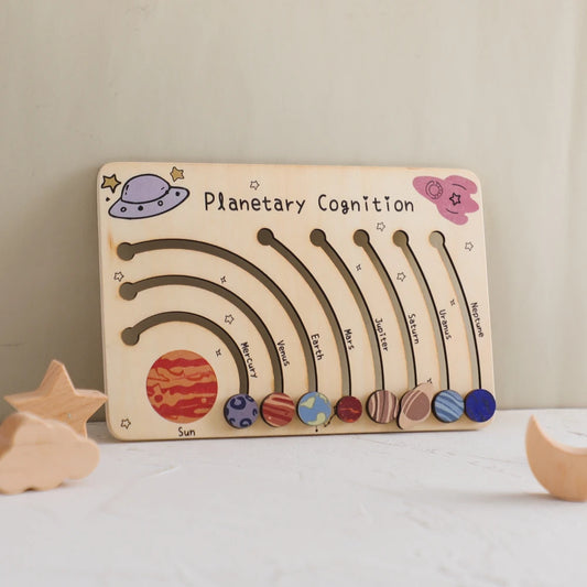 Wooden Solar System - Baby Montessori Toys Cognitive Cosmic Board Baby