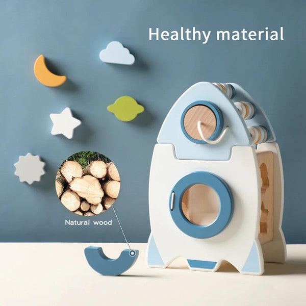 Wooden Rocket Montessori Toys Multifunctional Shape Early Child Education - MJ-4U