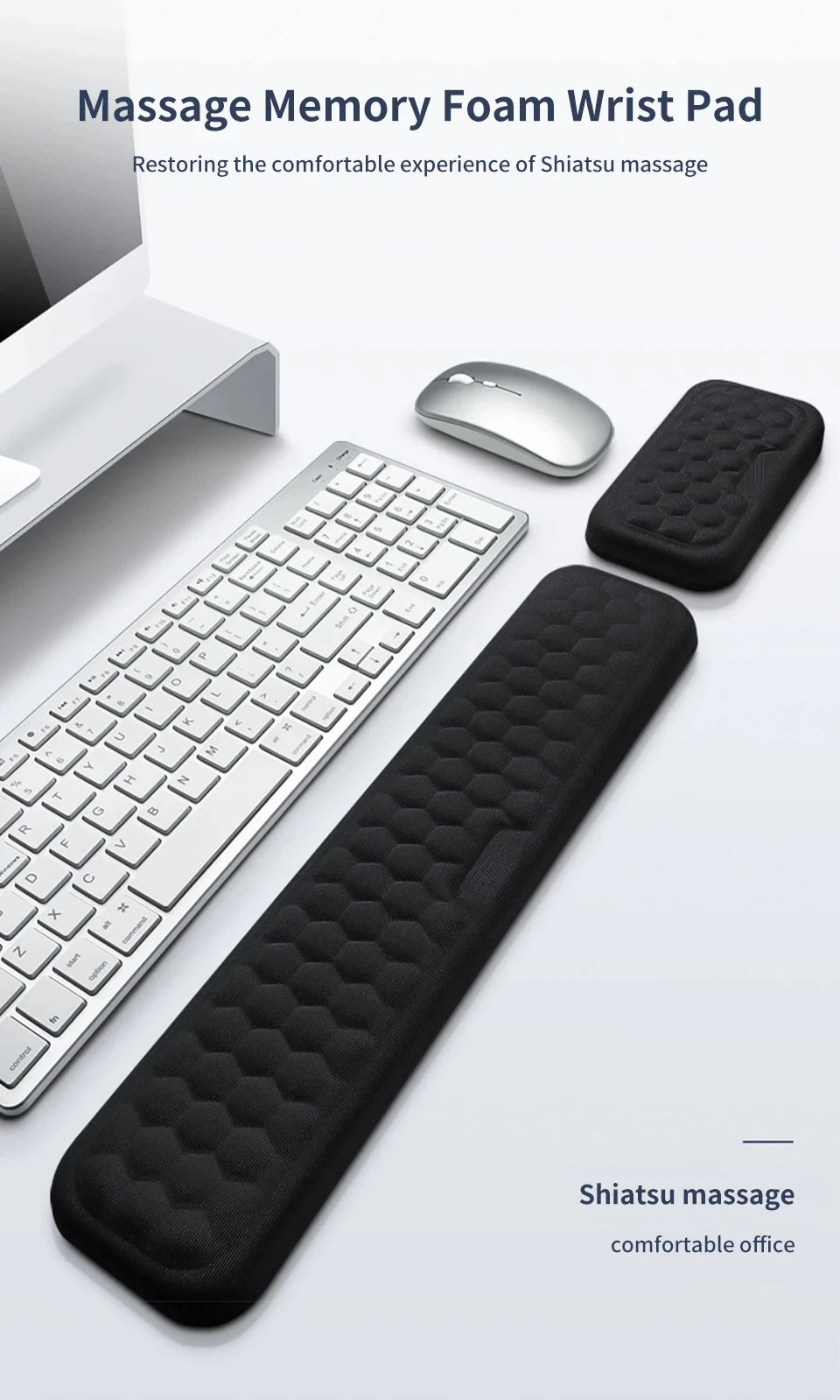 Ergonomic Wrist Support Mouse & Keyboard Pad – Silicone with Massage Texture | For PC, Laptop, Gaming, Office