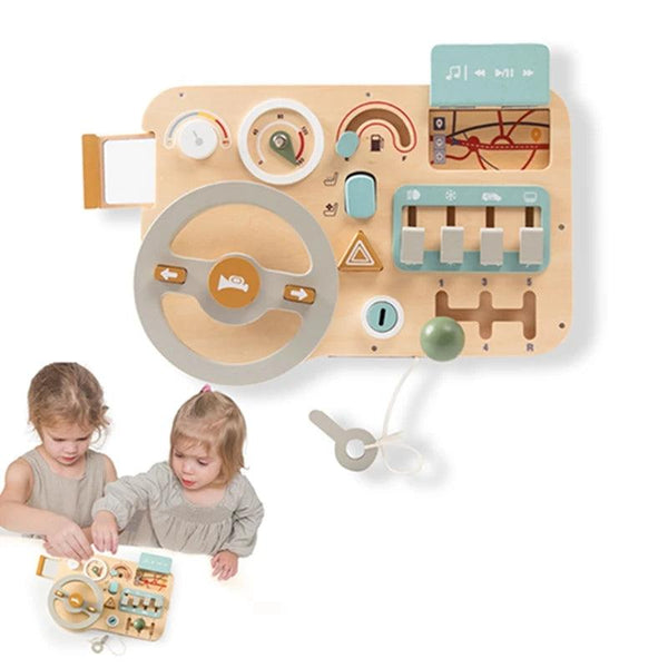 Wooden Montessori Toy Set Busy Baby Board Car Motor Driving Skills - MJ-4U