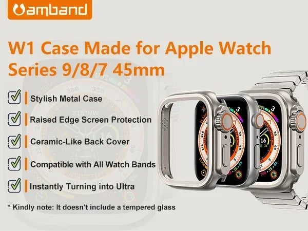 Stainless Steel Protective Case with Ceramic-Like Back Cover - Compatible with Series 9/8/7/6/SE2 (45mm/44mm)