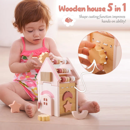 Wooden Montessorri Toys Five-in-one Multifunctional Educational Activity