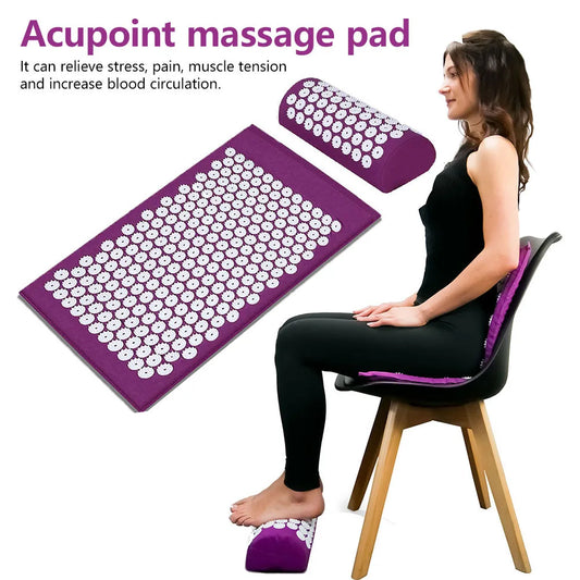 Acupressure Yoga Mat Massage Cushion Pillow Acupuncture Pain and Stress Relief