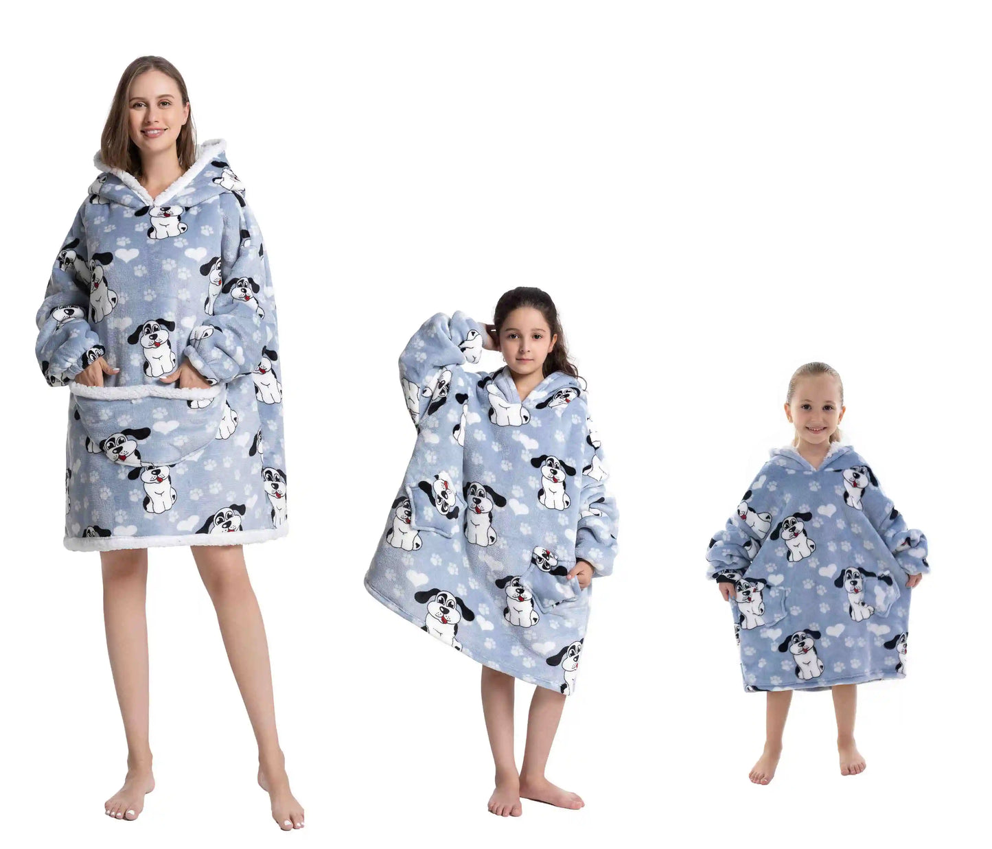 Super Warm Flannel Blanket Hoodie for  Men Women Kids - Many Designs