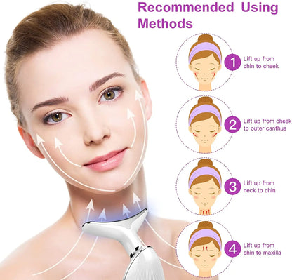 LED Neck & Face Massager 3 Light Modes Skin Tightening & Lifting Device - MJ-4U