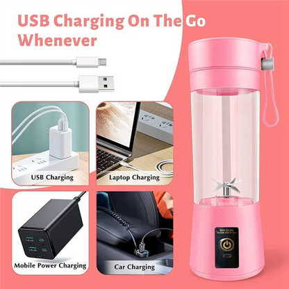 Portable USB Rechargeable Blender – 380ml Mini Smoothie & Shake Maker with 6 Blades for Travel