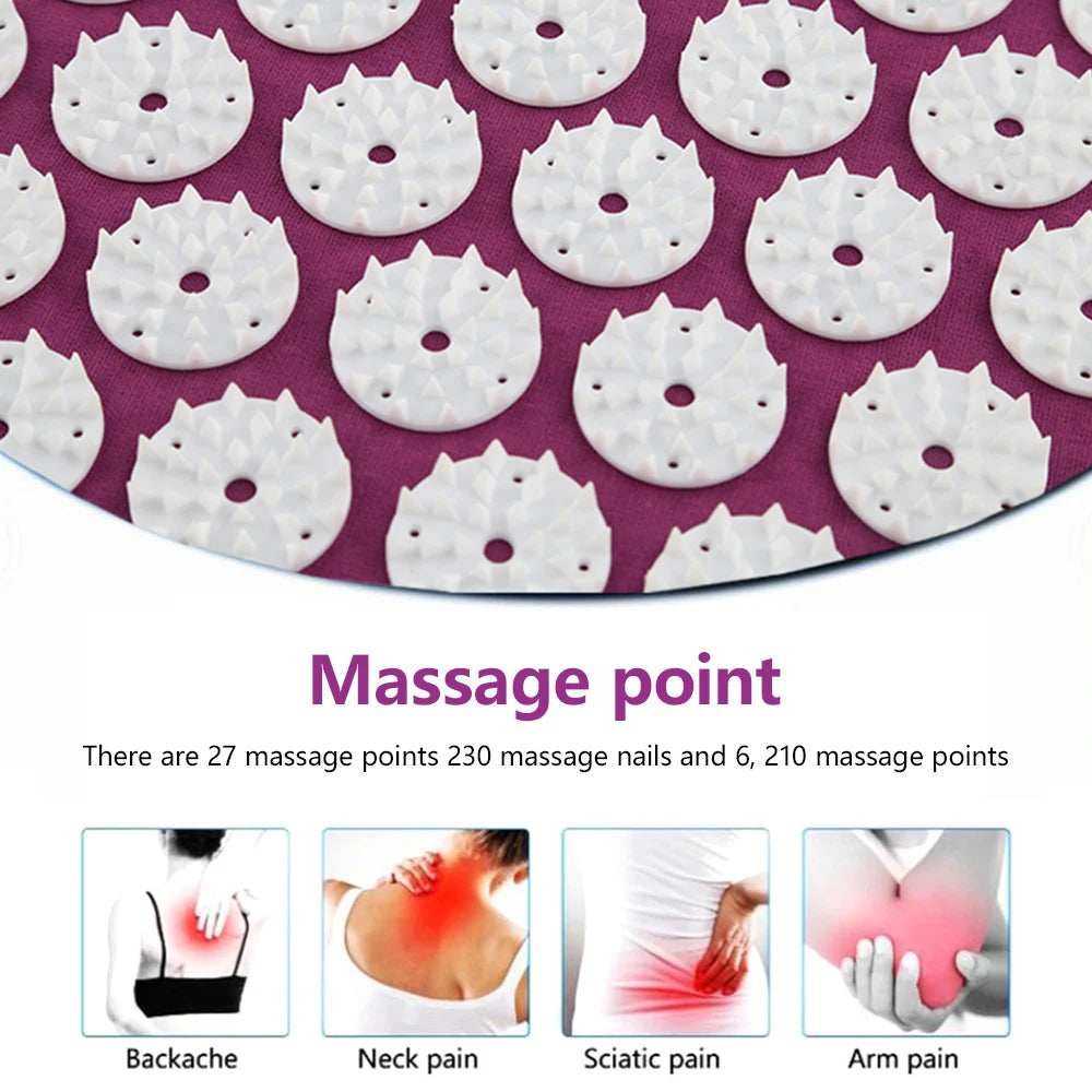 Acupressure Yoga Mat Massage Cushion Pillow Acupuncture Pain and Stress Relief