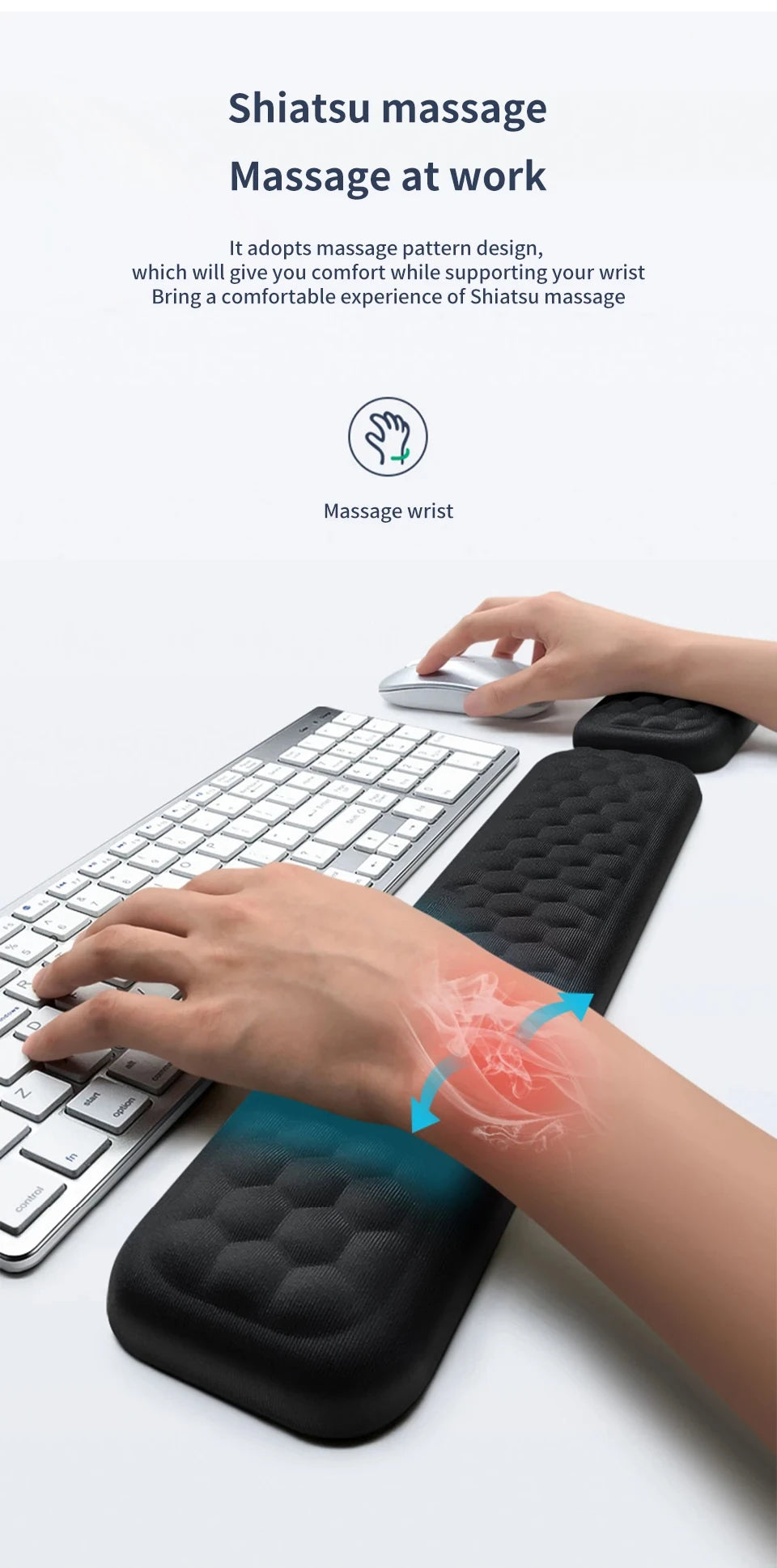 Ergonomic Wrist Support Mouse & Keyboard Pad – Silicone with Massage Texture | For PC, Laptop, Gaming, Office