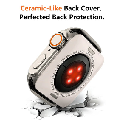 Stainless Steel Protective Case with Ceramic-Like Back Cover - Compatible with Series 9/8/7/6/SE2 (45mm/44mm)