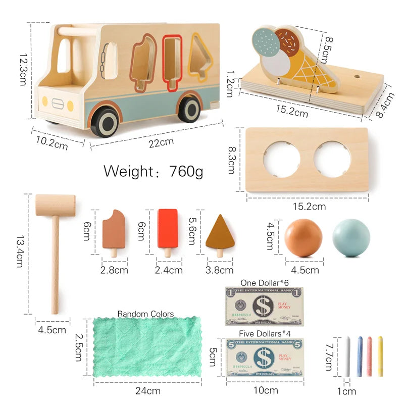 Wooden Rocket Montessori Toys Multifunctional Shape Early Child Education