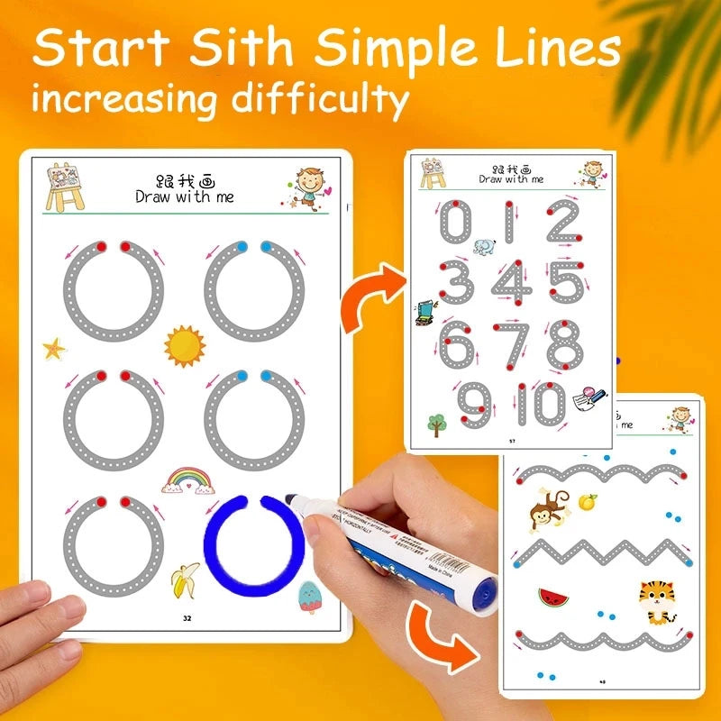 Montessori Drawing Children Toy Pen Control Training Color Shape Math Match Game Set Toddler Learning Educational Toy