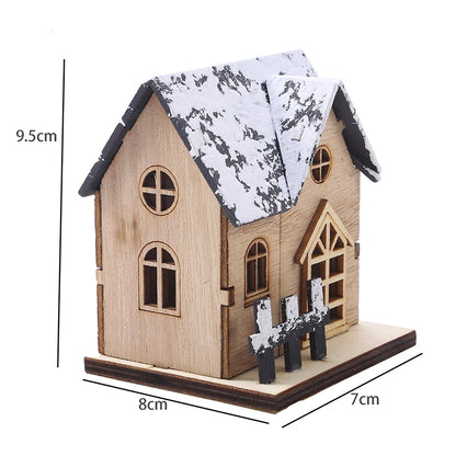 Snowy Wooden LED Christmas House – Warm Glowing Mini Holiday Decoration