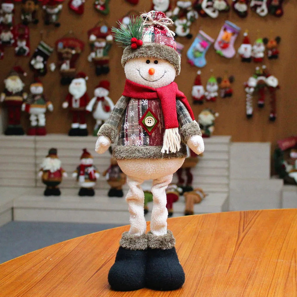 Christmas flannel snowman plush doll with scarf and hat