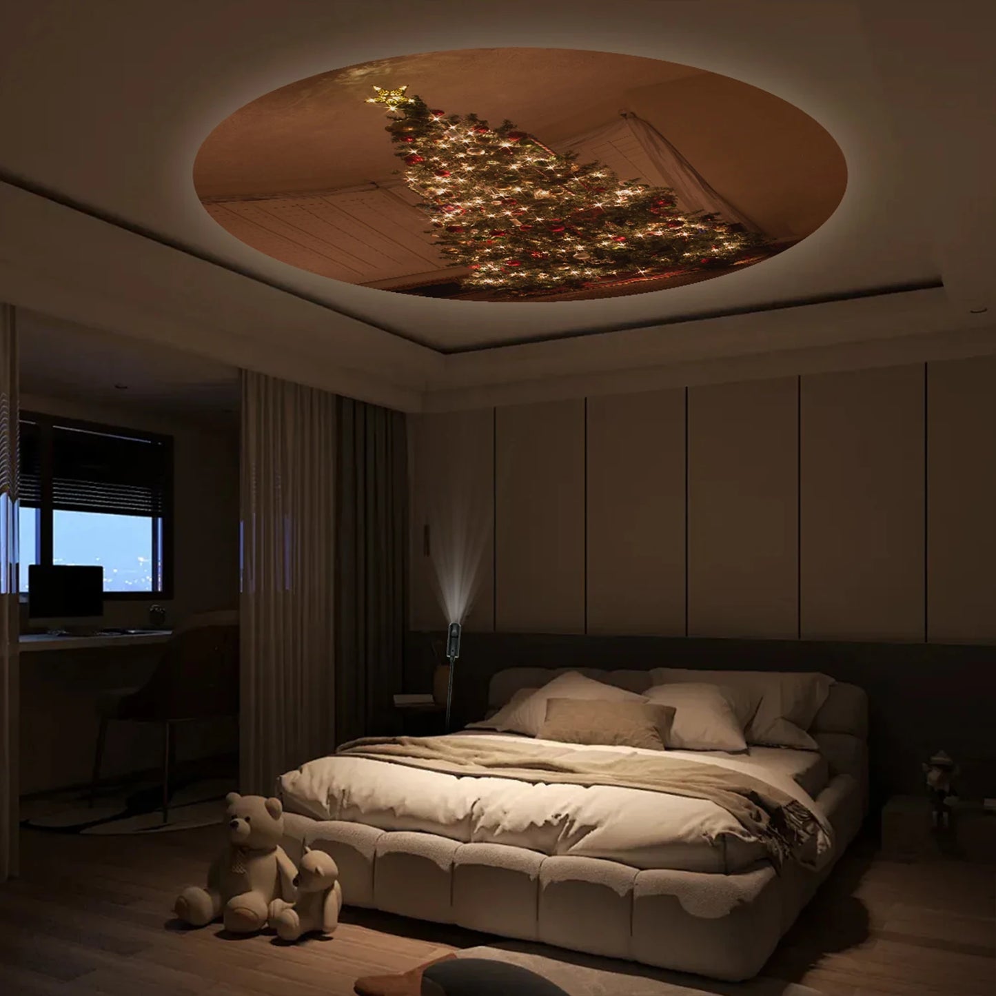 Christmas tree light projector for bedroom festive décor