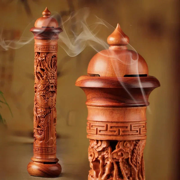 Redwood Solid Wood Incense Burner – 29cm Stick Holder for Home & Living Room Décor - MJ-4U